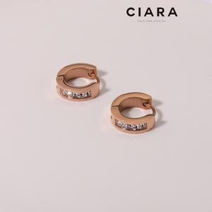 [하프클럽/씨아라]CIARA 써지컬스틸 Cagliari 투써클 블록브루드 원터치 귀걸이