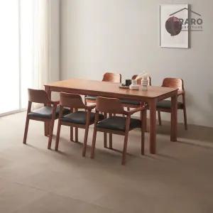 [/착불배송] 발렌시 1900 참죽나무 원목 6인 식탁 세트 (식탁+의자6)