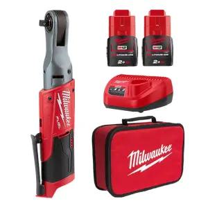 밀워키 M12 FIR38-202B 충전 임팩트라쳇 12V 9mm 세트