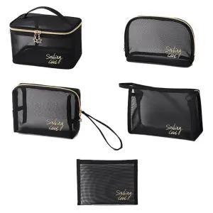 망사 화장품 파우치 납작 사각 반달 메이크업 휴대