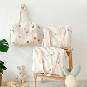 누빔 코튼 기저귀 가방 숄더백 유모차 걸이 에코백 크로스 토드백