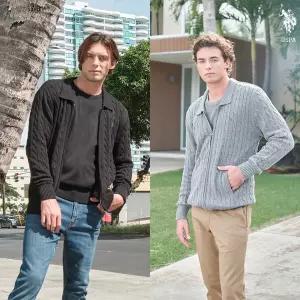 [런칭가 119000원] [U.S. POLO ASSN.] USPA 남성 코튼100 케이블 집업 세트 2종 (집업+니트) (HUPS249102)