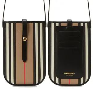 버버리 Anne 앤 스트라이프 폰홀더 파우치 미니 숄더백 베이지 8040876
