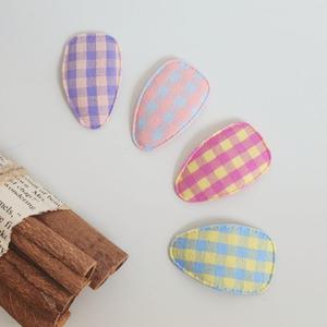 패브릭 미니 체크 헤어핀 유아 여아 키즈 어린이 유치원 똑딱핀 헤어 악세사리