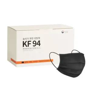 국산 KF94 덴탈마스크 블랙 대형 100매입 숨쉬기 편한 퓨어네이처 일회용 마스크 덴탈형