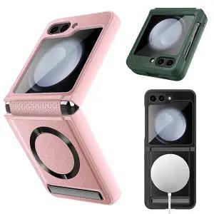 갤럭시Z플립7FE Z플립6 제트 지 히든 힌지보호 맥세이프 거치대 풀커버 가죽 핸드폰 케이스