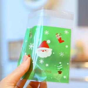 크리스마스 포장 OPP 봉투 100매입 (그린 산타)