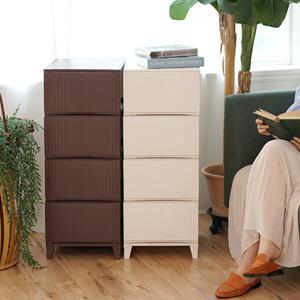 가든 라탄 4단 서랍장 340 플라스틱 일반형 슬림 틈새 수납장 옷장