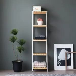 인테리어 다용도 원목 철제 5단 수납 선반 조립 진열대 시스템 책장 수납함