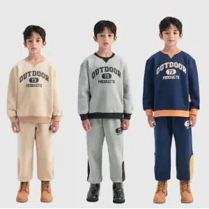 [차일디] 아웃도어프로덕츠키즈 (OD244IMM10/OD244BPT10)바시티 컬러블록 기모 맨투맨/기모 조거 팬츠 세트