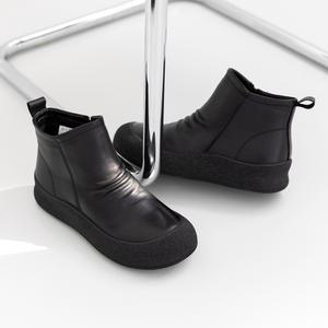 천연소가죽 기모안감 티칸 와이드토 앵클부츠