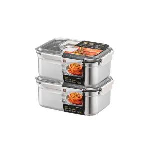 (2개세트)NEW 숨쉬는 스텐 김치통 직사각 5.3L (LST831BS2)