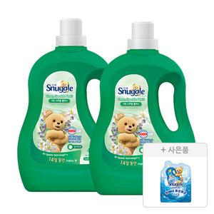 스너글 섬유유연제 그린 스파클 플러스 용기 4L, 2개 + 증정 (섬유유연제 블루스파클 플러스 100ml, 1개 )