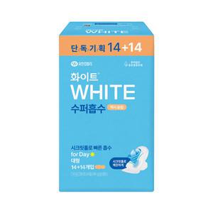 화이트 수퍼흡수 맥시슬림 대형 14+14개입 1팩 대용량 생리대