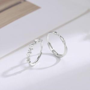 여자 실버 나비 웨이브 꼬임 심플 연인 커플링 반지