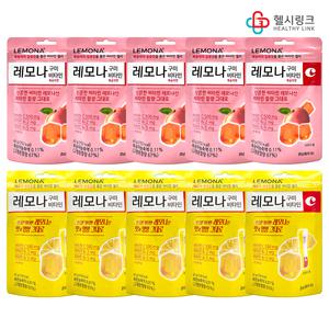 경남제약 레모나 젤리 구미 비타민C 비타민B 함유 레몬맛+복숭아맛 혼합 10봉