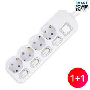 스마트파워탭 1+1 국산 개별 절전 4구 멀티탭 / 40cm /1.5m/2.5m/3.5m/4.5m 연장선 안전 멀티 콘센트
