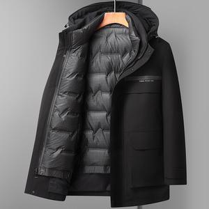 남성점퍼 겨울 패딩 오리털 보온 도톰한 내피 탈부착 하프 방한 점퍼 심쿵빛