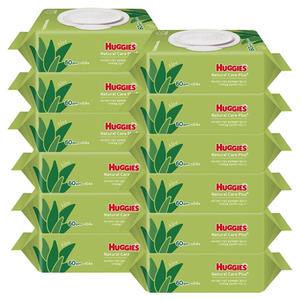 하기스 내추럴케어 플러스 아기물티슈 캡64매 12개