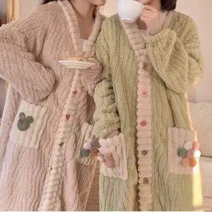 할인바이할인 소프트블로썸 극세사로브 루즈핏 수면가운 원피스잠옷 컬러2종