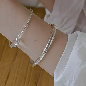 볼드 할로우 뱅글팔찌 925실버 5mm민자 뱅글 라운드 은팔찌