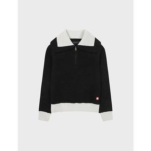 [헬베스코] 방풍안감 니트에리 폴로형 티셔츠 (블랙)