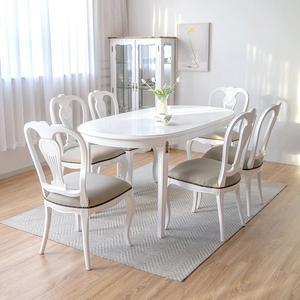 [피어젠]크램드 프렌치 엔틱 6인용 원목 식탁세트 봄베이의자