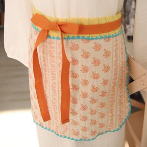 빈티지 양면 4중거즈 행주 허리 앞치마 하프 에이프런