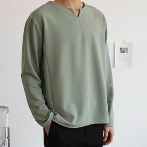 [비템]심플 미니멀 세미오버 슬릿넥 긴팔 티셔츠 4컬러 4사이즈