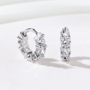 [골드팡] 14k 루비에 랩다이아몬드 테니스 링귀걸이 (2mm)