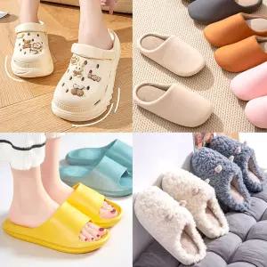 슬리퍼 3cm 6cm 푹신한 쿠션 지압슬리퍼 층간소음방지 실내 거실화 사무실 거실 여성 통굽 실내화