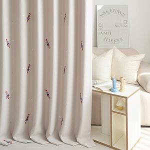 [아트박스]/메종텍스타일 우주로켓 아이방 자수 암막커튼 기본핀형 2color