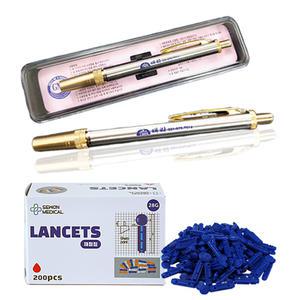 태리 스텐 사혈기+채혈침200개 세트 무통 채혈기 혈당 측정기 수지침 손따는침 병원 한의원 약국