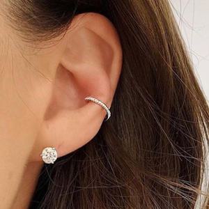 스튜디오레브 마이크로 슬림 미니 얇은 큐빅 링 이어커프 귀안뚫는 귀걸이