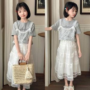 [삐삐네옷가게]여아 키즈 주니어 소녀감성 레이스 뷔스티에 티셔츠