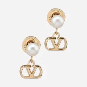 발렌티노 5F 7W2J0X81 DHC R5G V 로고 시그니처 메탈 펄 이어링