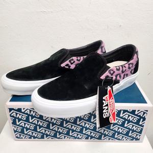 반스 남성 블랙 핑크 벨벳 애니멀 클래식 VTL LX 슬립온 VN0A3QXYBDP