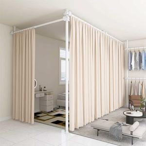 패브릭파티션 원룸 좁은집 거실 방수 가림집 아치형 파티션01 행거형가벽커튼 입구