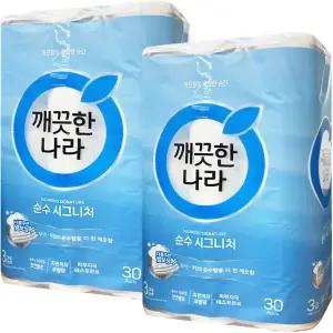 깨끗한나라 순수 시그니처 3겹 28m 30롤 2팩