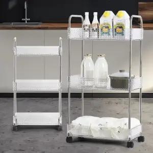 투명슬림트롤리3단 이동식틈새선반 이동수납장 트레이 이동선반 이동수납장 바퀴트레이