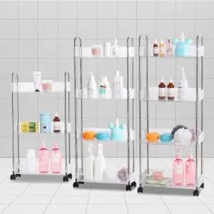투명슬림트롤리 세탁실틈새수납장 바퀴달린선반 수납 틈새선반 이동식트롤리