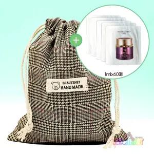 스트링 파우치(오휘 에이지 리커버리크림1mlx60매) 체크 갈색 M