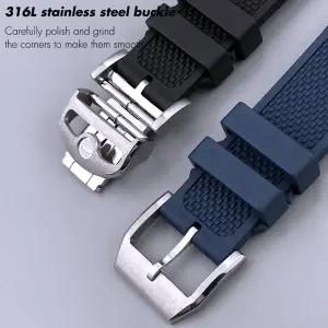 IWC 파일럿 포르투기저 포르토피노 블랙 팔찌 다이빙 시계 스트랩 버클 용 20mm 금속 곡선 불소 고무 시계