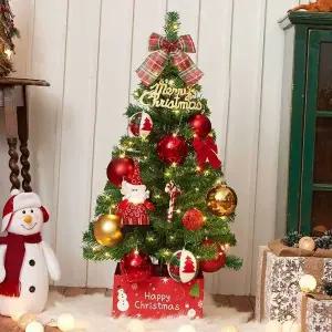 [하프클럽/]미니트리 트리풀 세트 크마스리본 LED트리 90cm