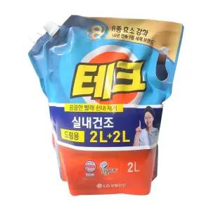 테크 실내건조 2L x 6개 액체세제 리필 (드럼용)