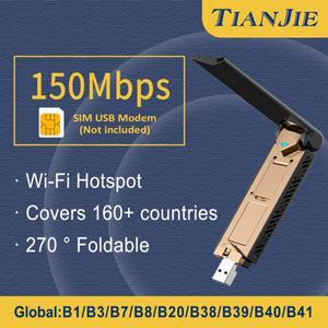 TIANJIE 4G 라우터 150Mbps UF909 휴대용 플러그 플레이 LTE USB WiFi 모뎀 고속 네트워크 핫스팟 미니 무