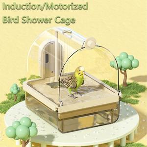 욕조 스마트 센서 자동 전기 나사 USB 앵무새 모델 가있는 상자 새를위한 지우기 샤워