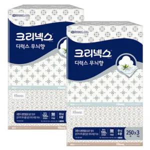 크리넥스 디럭스 무늬향 각티슈 미용티슈 250매 3입 x2개