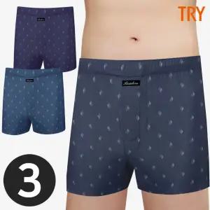트라이 80수 남자트렁크팬티 순면팬티 사각 박서 아빠 할아버지 3매입 세트