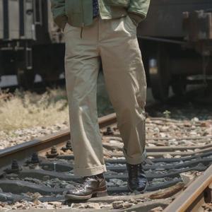 견고한 Bronson Army Chino 바지 1942 패턴 카키색 밀리터리 스타일 캐주얼